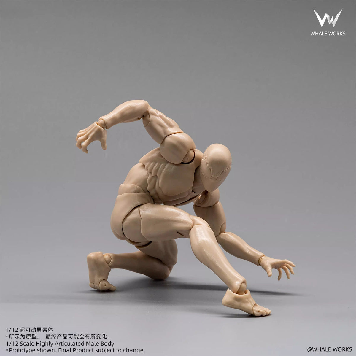 Whale Works 1/12 | WW03A Super Articulated Male Body | Ash (Fair Skin Version)
