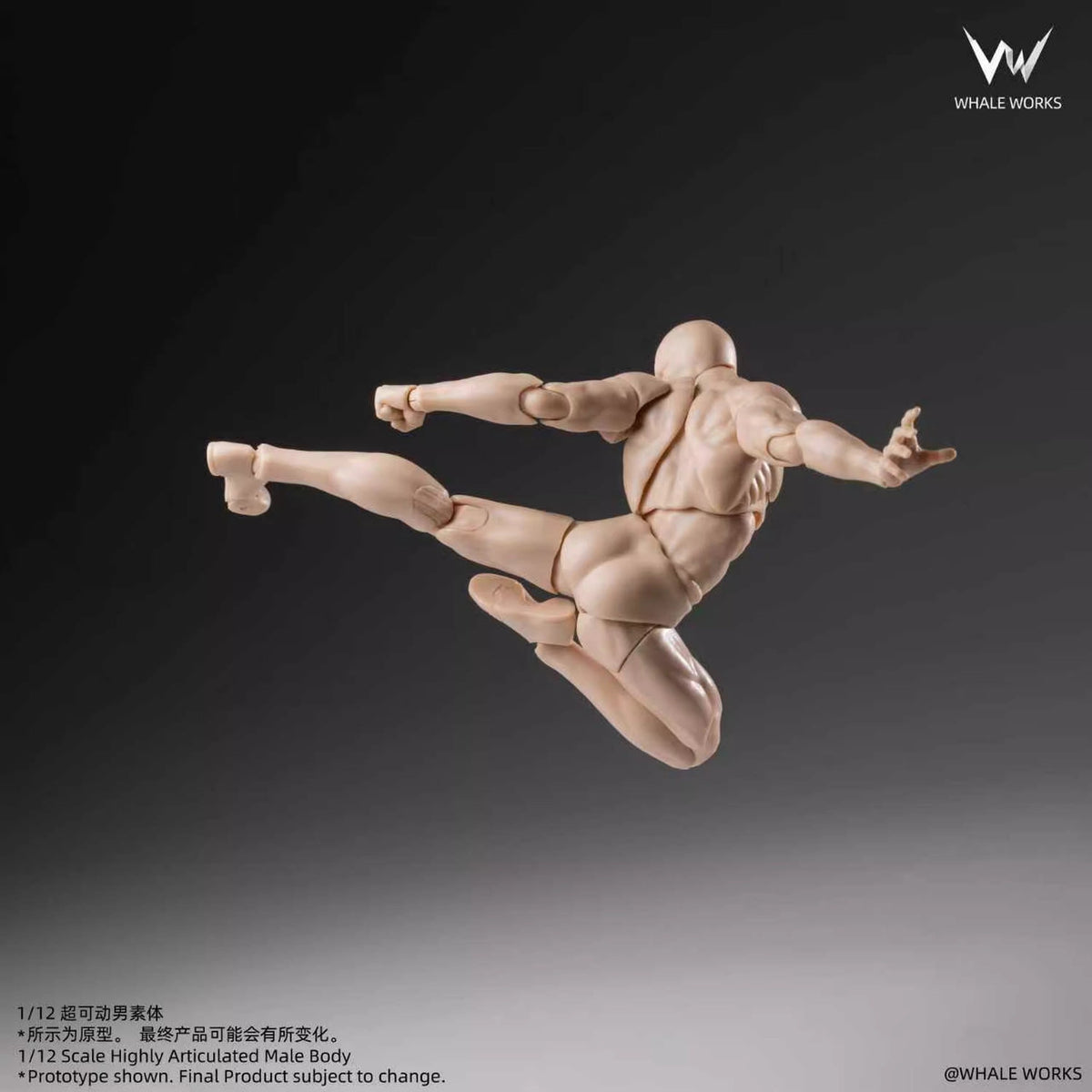 Whale Works 1/12 | WW03A Super Articulated Male Body | Ash (Fair Skin Version)