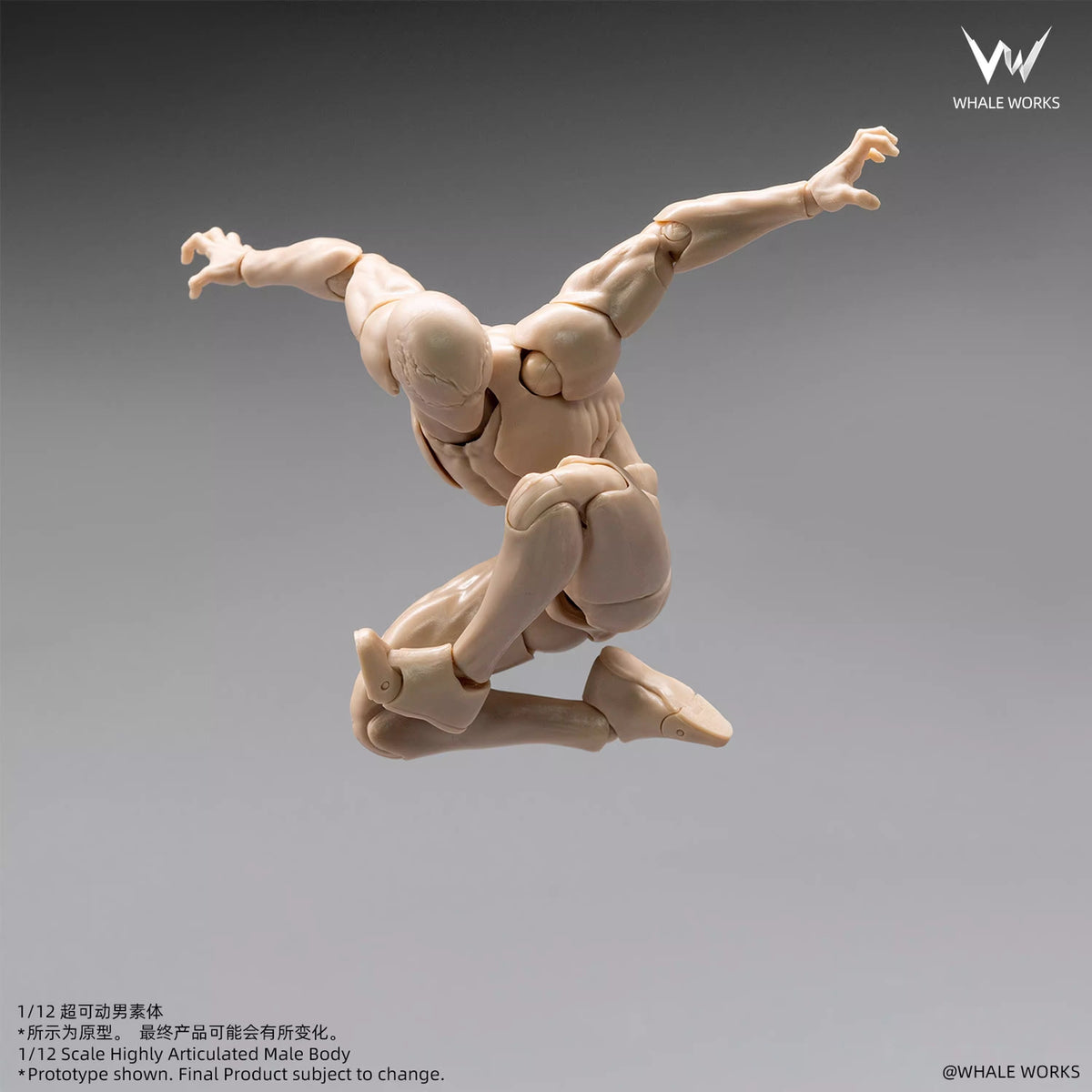 Whale Works 1/12 | WW03A Super Articulated Male Body | Ash (Fair Skin Version)
