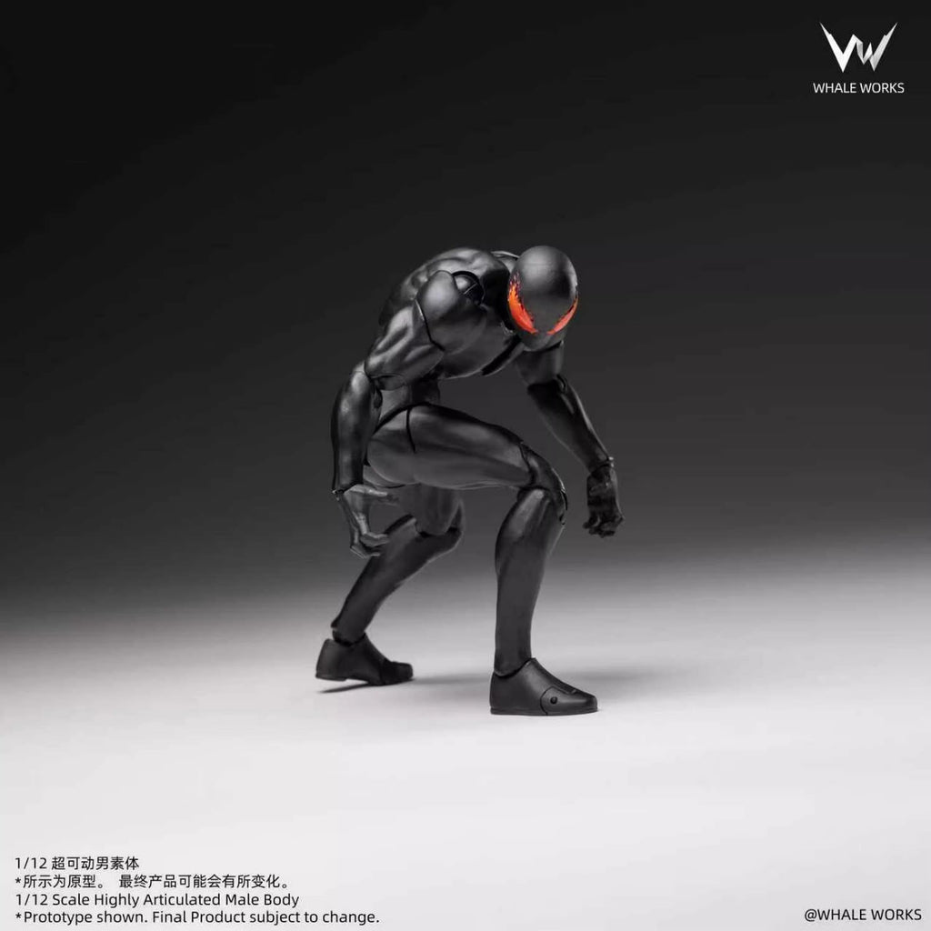 Whale Works 1/12 | WW03E Super Articulated Male Body | Ash (Limited Black Skin Version)
