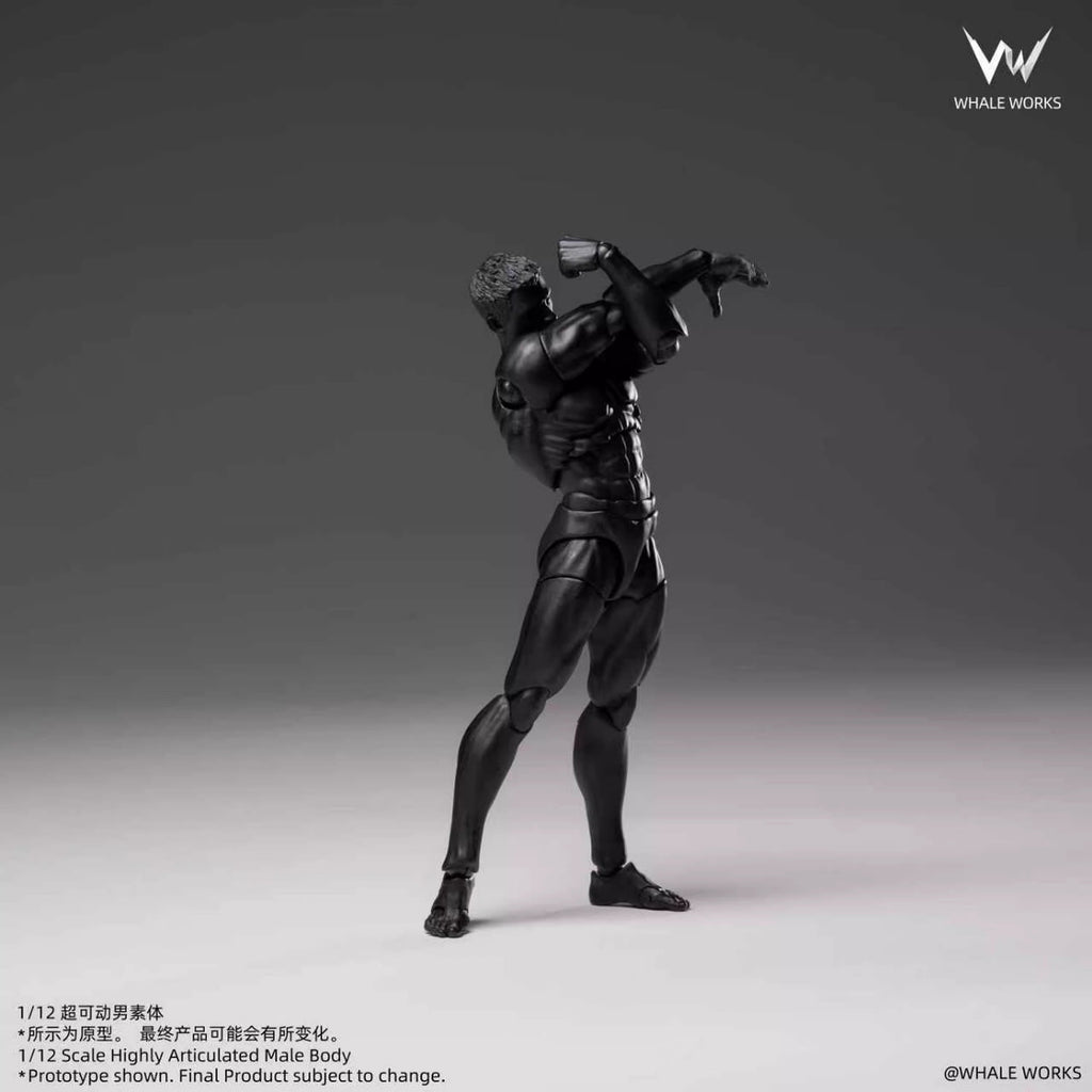 Whale Works 1/12 | WW03E Super Articulated Male Body | Ash (Limited Black Skin Version)