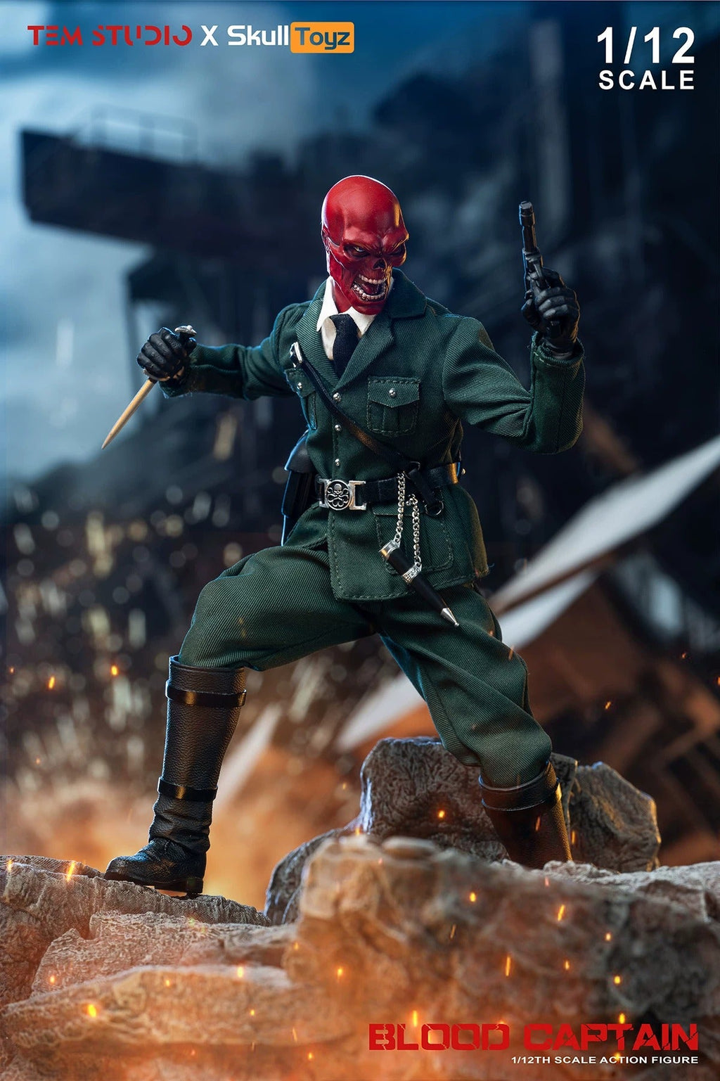[Pre-Order] TEM STUDIO x SKULL TOYZ 1/12 | TEMS007A Blood Captain | Johann Schmidt (Green Uniform Ver.)