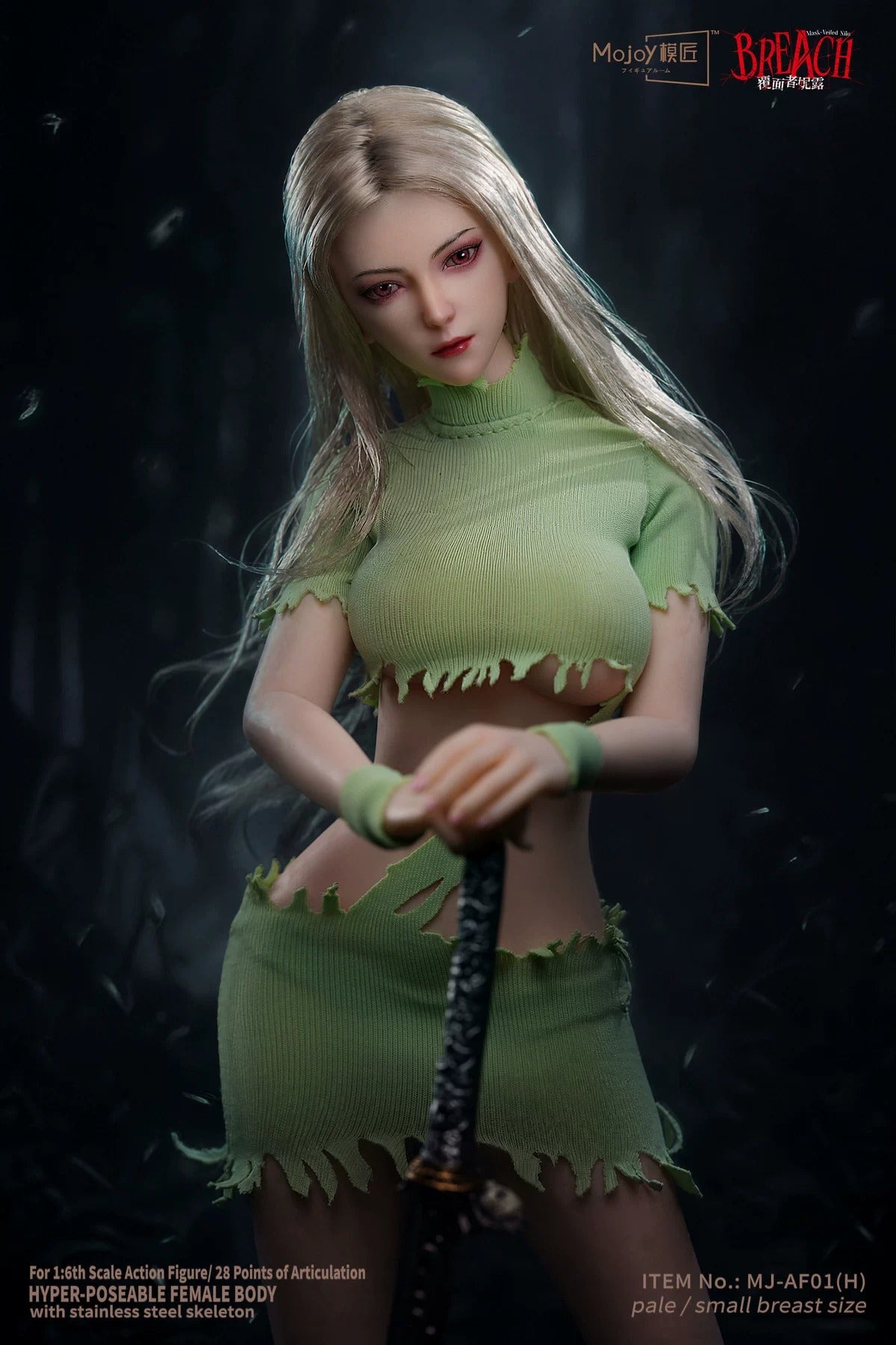 [Pre-Order] MOJOY 1/6 | MJ-AF01H Slender Girlish Body | Head Sculpt Set (Green Ver.)