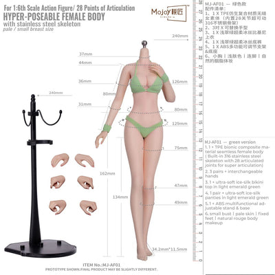 [Pre-Order] MOJOY 1/6 | MJ-AF01 Slender Girlish Body | Body Only w/o Head Sculpt (Green Ver.)